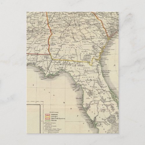 Alabama Georgia South Carolina and Florida Postcard