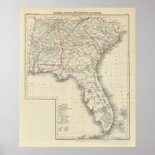Alabama, Georgia, South Carolina, and Florida Poster