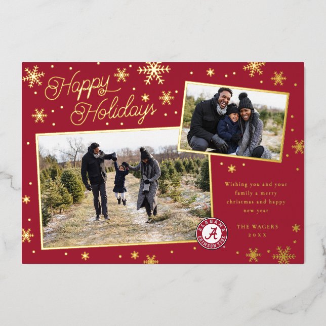 Alabama Happy Holidays Photo Foil Holiday Card (Front)