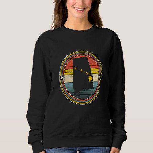 Alabama Hawaii Roots Origine State Map Retro 1 Sweatshirt