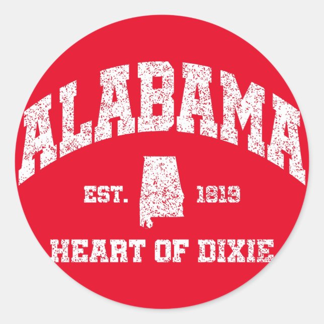 Alabama,Heart of Dixie Classic Round Sticker (Front)
