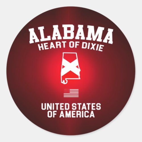 Alabama Heart of Dixie Classic Round Sticker