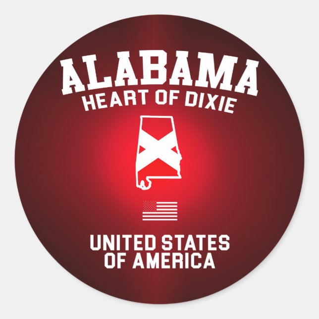 Alabama Heart of Dixie Classic Round Sticker (Front)