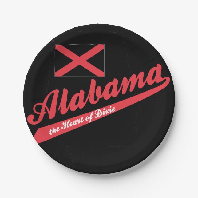 Alabama Heart of Dixie Paper Plates (Front)