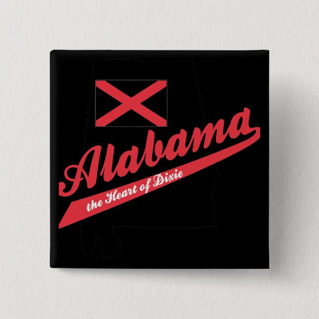 Alabama Heart of Dixie Pinback Button (Front)