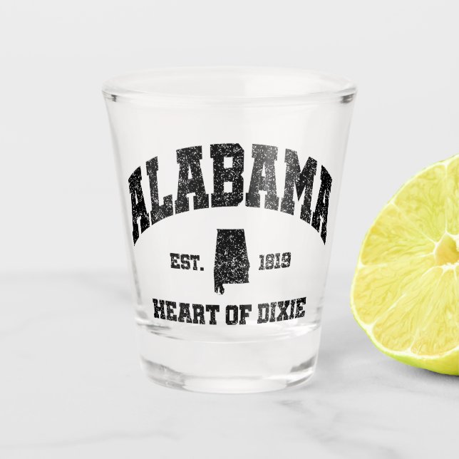 Alabama,Heart of Dixie Shot Glass (Front)