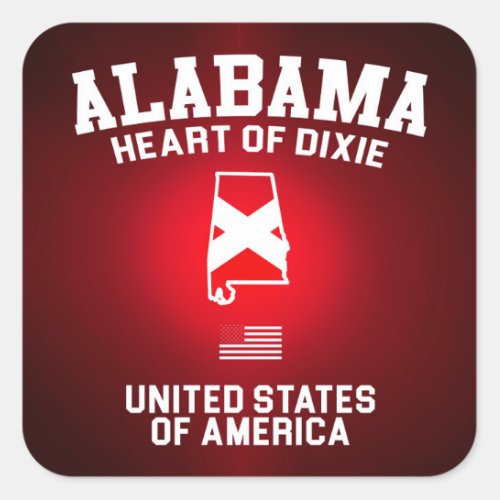 Alabama Heart of Dixie Square Sticker