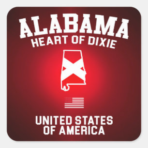 Alabama Heart of Dixie Square Sticker