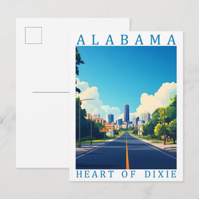 Alabama Heart of Dixie USA Travel Place Postcard (Front/Back)