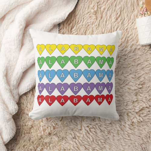 Alabama Heart State Pretty Colorful Throw Pillow