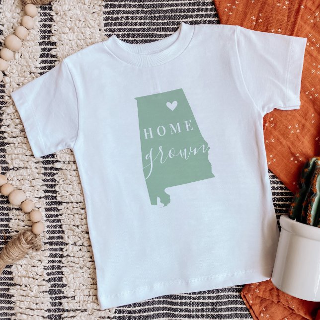 Alabama Home Grown | Editable Colors State Map Baby T-Shirt (Creator Uploaded)