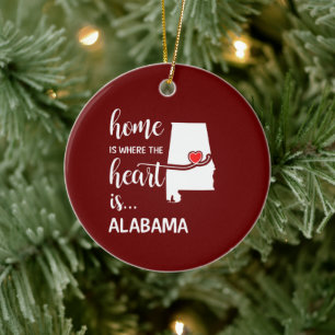 Alabama home is where the heart is ceramic ornament