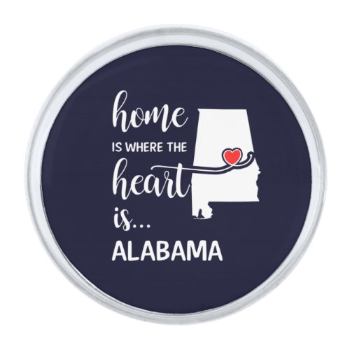 Alabama home is where the heart is silver finish lapel pin