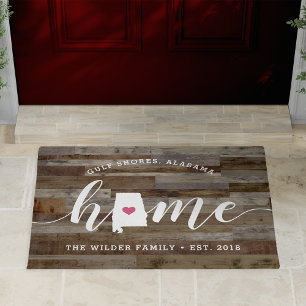Alabama Home State Personalized Wood Look Doormat