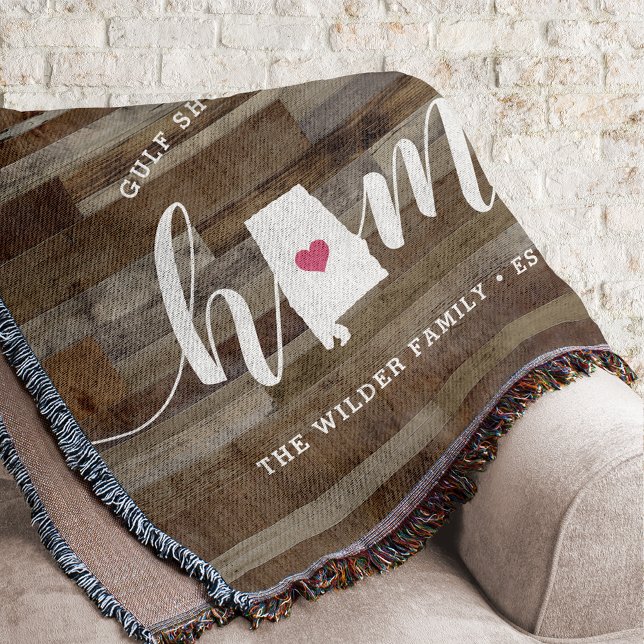 Alabama Home State Personalized Wood Look Throw Blanket (Creator Uploaded)