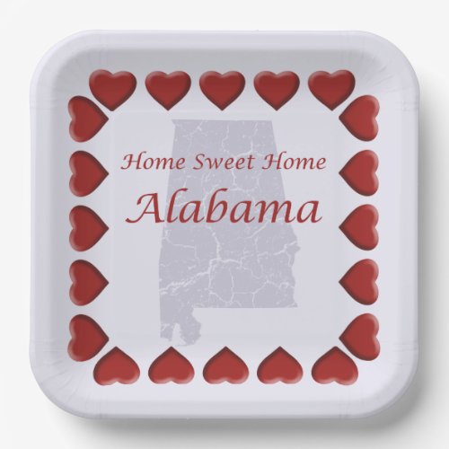 Alabama Home Sweet Home 9 Paper Plates