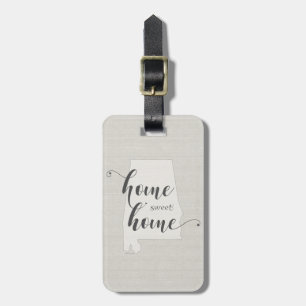 Alabama - Home Sweet Home burlap-look Luggage Tag