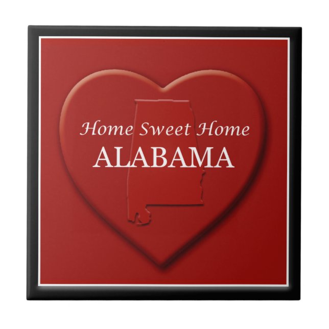 Alabama Home Sweet Home Heart Map Tile (Front)