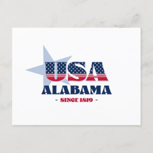 Alabama in Red, White, and Blue Postcard