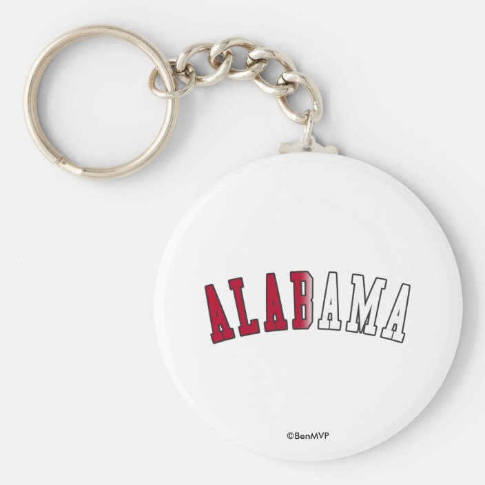 Alabama in State Flag Colors Keychain
