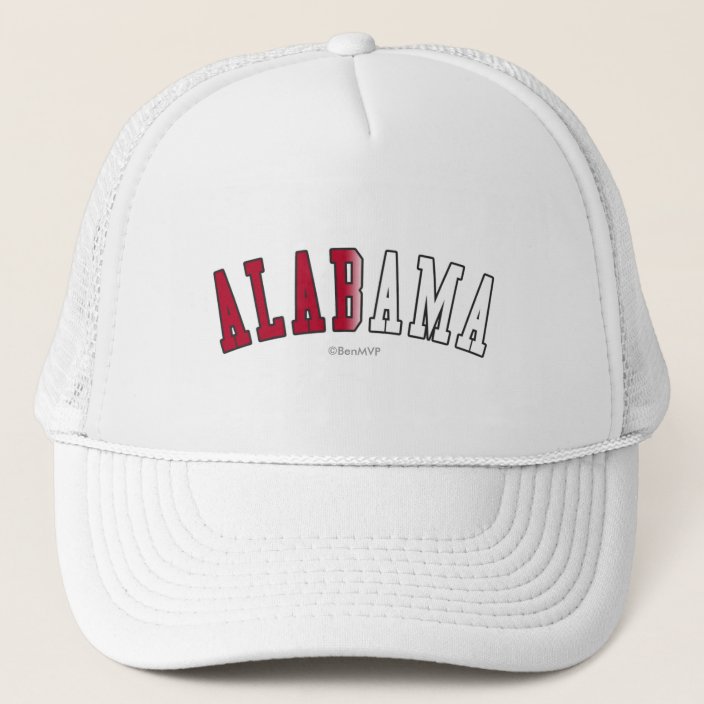 Alabama in State Flag Colors Mesh Hat