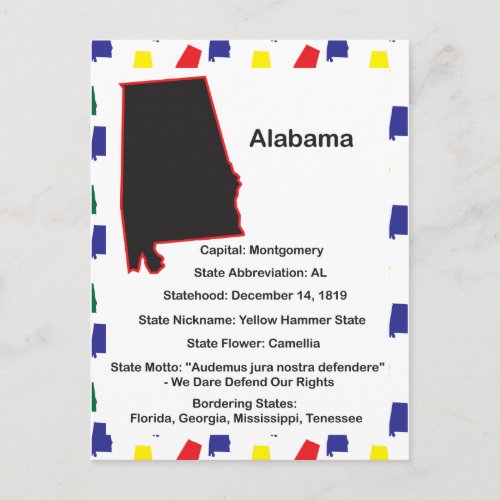 Alabama Information Educational Postcard