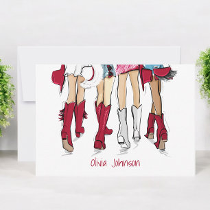 Alabama Ladies Cowboy Boots Crimson Fashion Custom Thank You Card