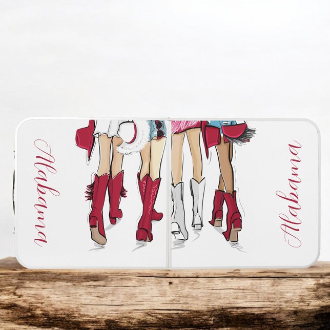Alabama Ladies Cowboy Boots Hats Crimson Fashion Beer Pong Table (Creator Uploaded)