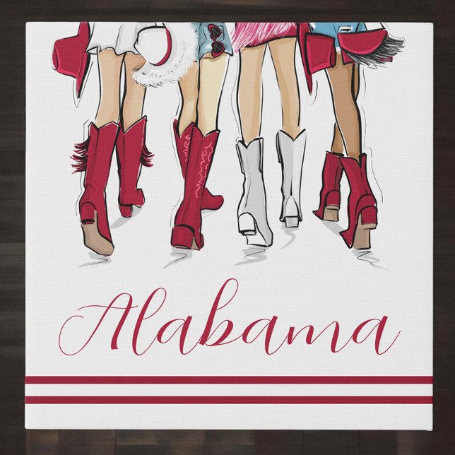 Alabama Ladies Cowboy Boots Hats Crimson Fashion Faux Canvas Print (Creator Uploaded)