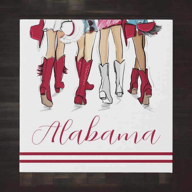 Alabama Ladies Cowboy Boots Hats Crimson Fashion Faux Canvas Print (Creator Uploaded)