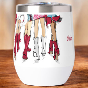 Alabama Ladies Fashion Cowboy Boots Crimson Custom Thermal Wine Tumbler