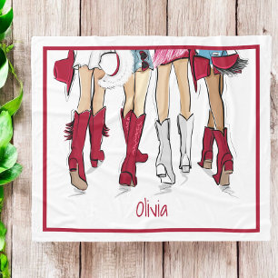 Alabama Ladies Fashion Cowboy Boots Crimson Name Fleece Blanket