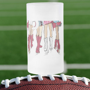 Alabama Ladies Fashion Cowboy Boots Hats Crimson Frosted Glass Beer Mug