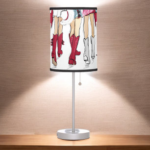 Alabama Ladies Fashion Cowboy Boots Hats Crimson Table Lamp