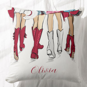 Alabama Ladies Fashion Cowboy Boots Hats Crimson  Throw Pillow
