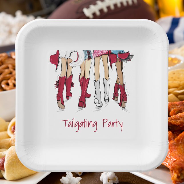 Alabama Ladies Fashion Cowboy Boots Tailgating Paper Plates (Creator Uploaded)
