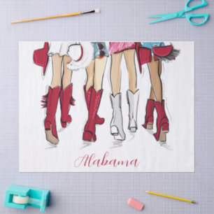 Alabama Ladies Fashion Crimson Cowboy Boots Hats Tissue Paper