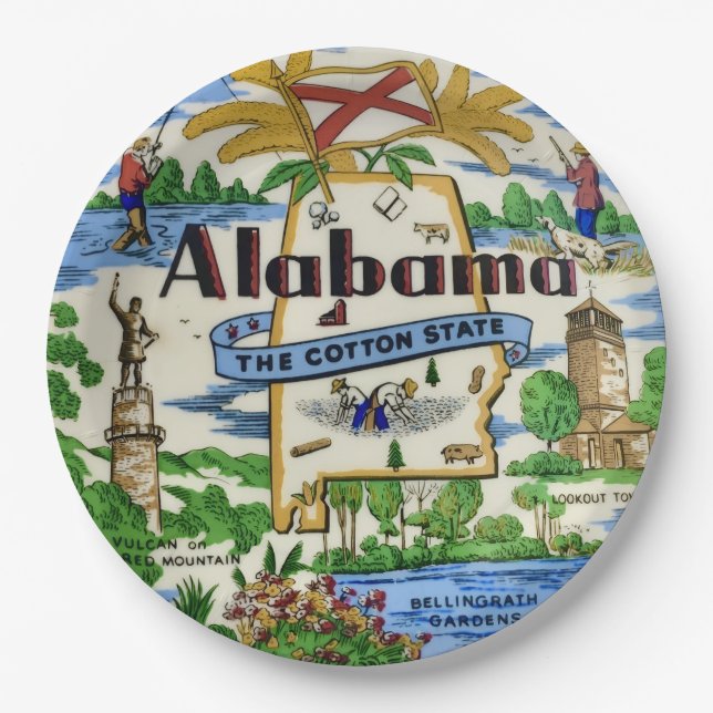 Alabama Landmarks Party Plates (Front)