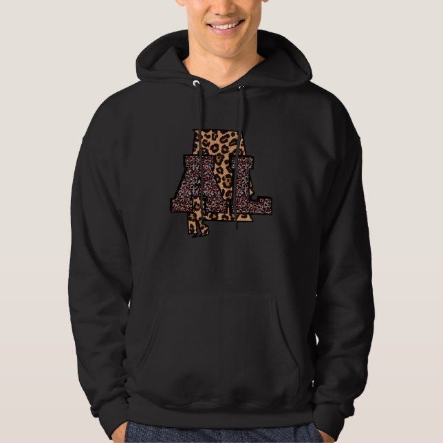 Alabama Leopard Print AL Pride Alabama Girl Cute S Hoodie (Front)