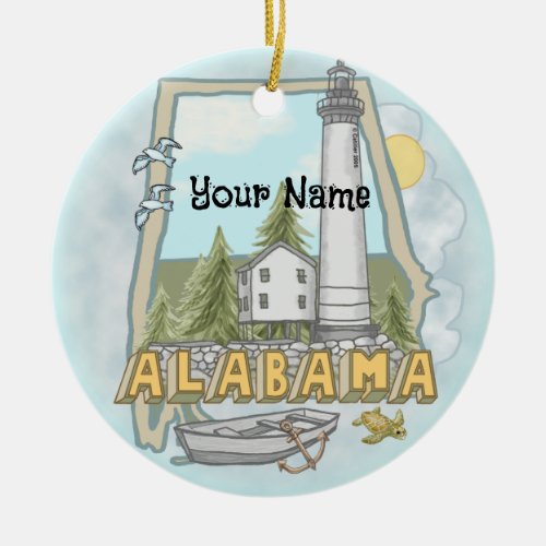 Alabama Lighthouse custom name ornament