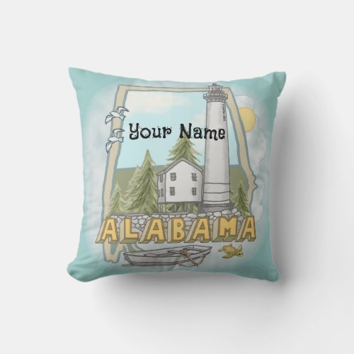 Alabama Lighthouse custom name pillow