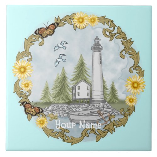 Alabama Lighthouse Floralcustom name tile