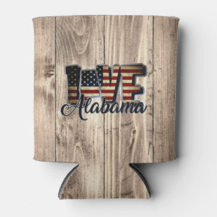 Alabama Love American Flag Star And Stripes Can Cooler