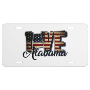 Alabama Love American Flag Star And Stripes License Plate