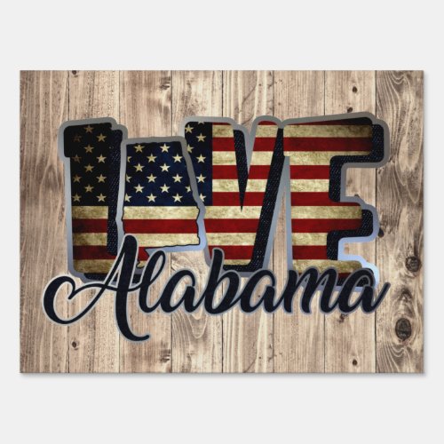Alabama Love American Flag Star And Stripes Sign