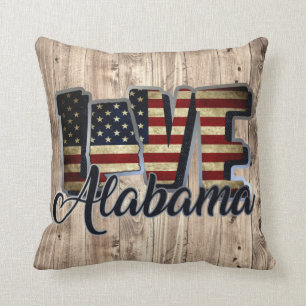 Alabama Love American Flag Star And Stripes Throw Pillow
