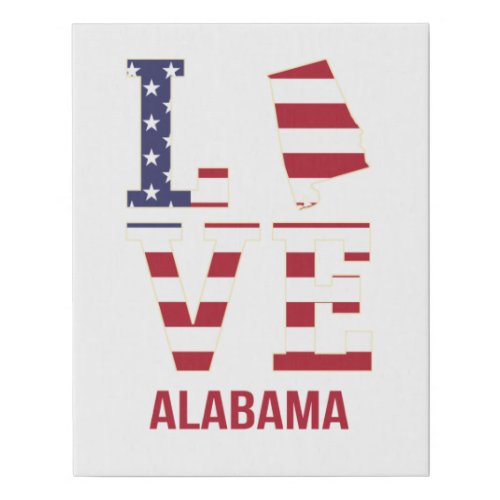 Alabama Love Faux Canvas Print
