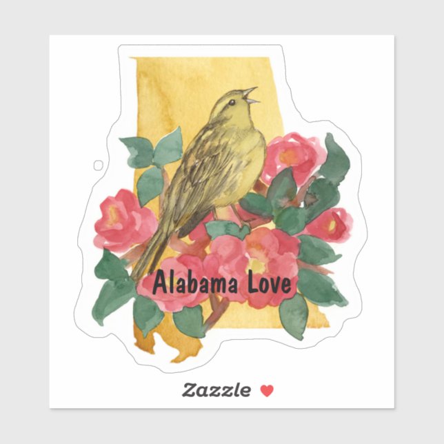 Alabama Love Yellowhammer Pink Camellia Flower Sticker (Sheet)