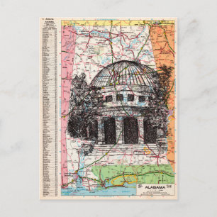 Alabama Map Art Postcard