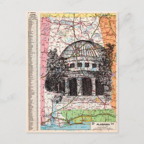 Alabama Map Art Postcard